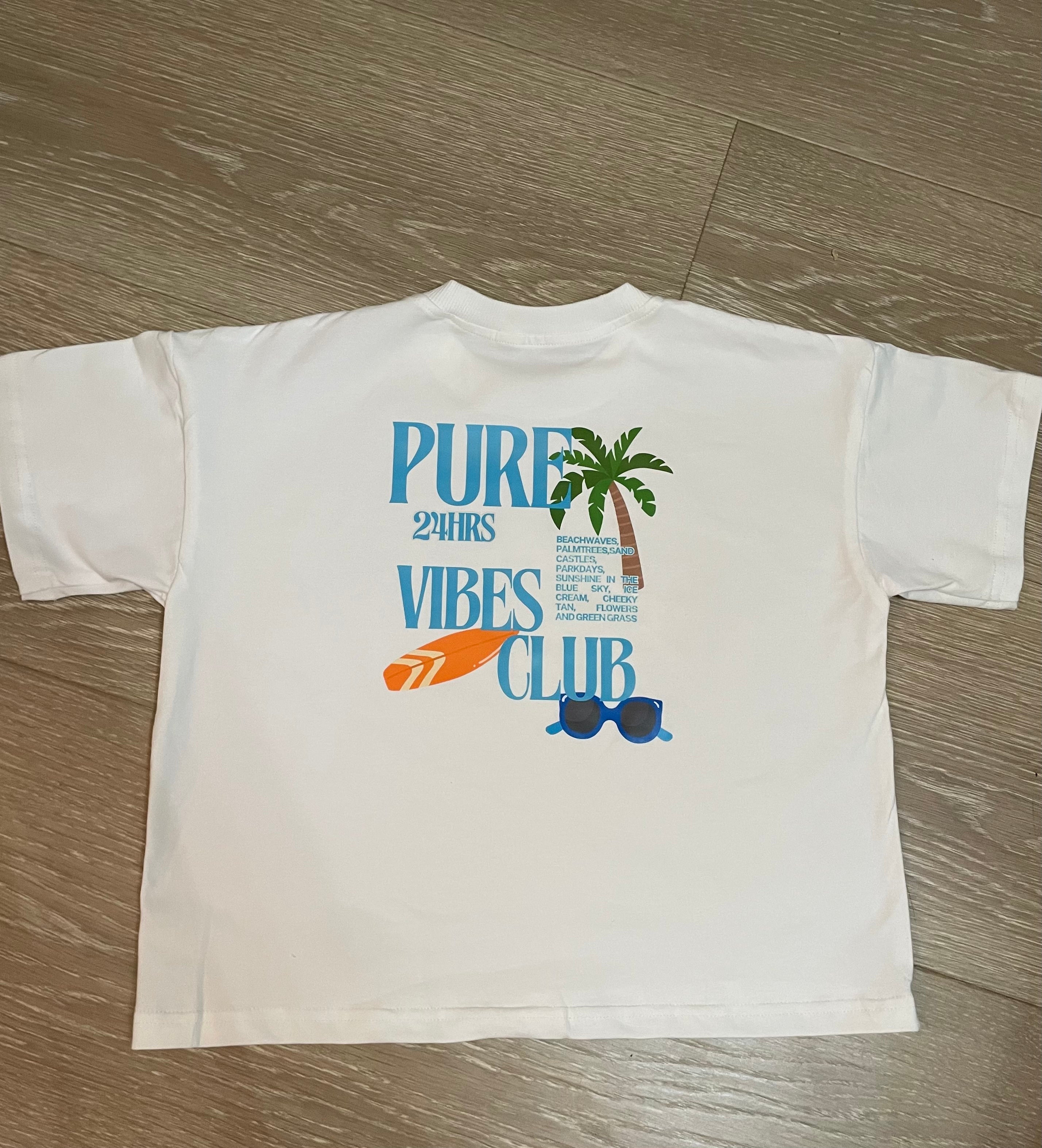 Pure vibes club summer drop shoulder oversized tee