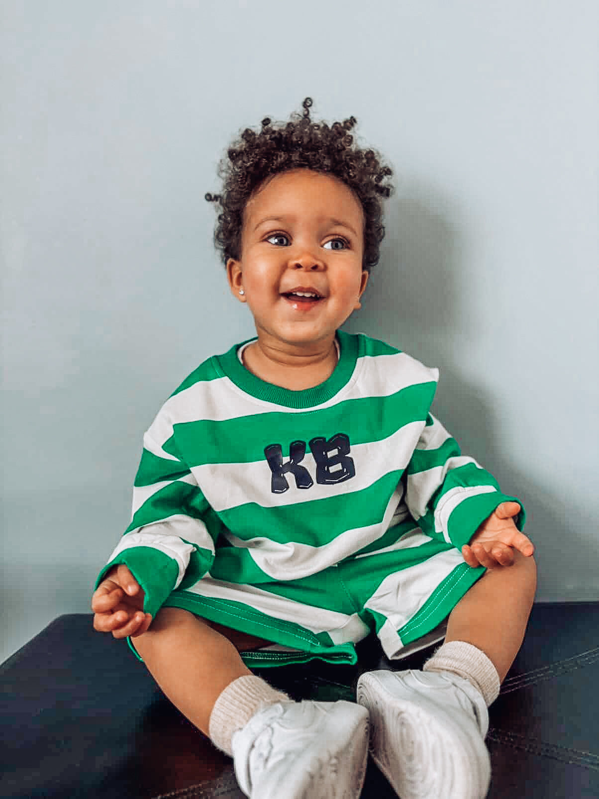 Green stripe jumper short set