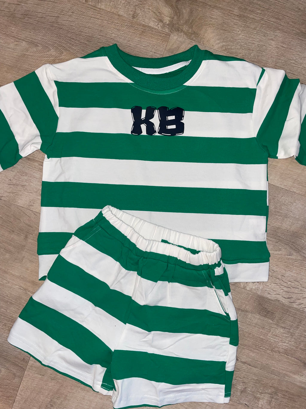 Green stripe jumper short set