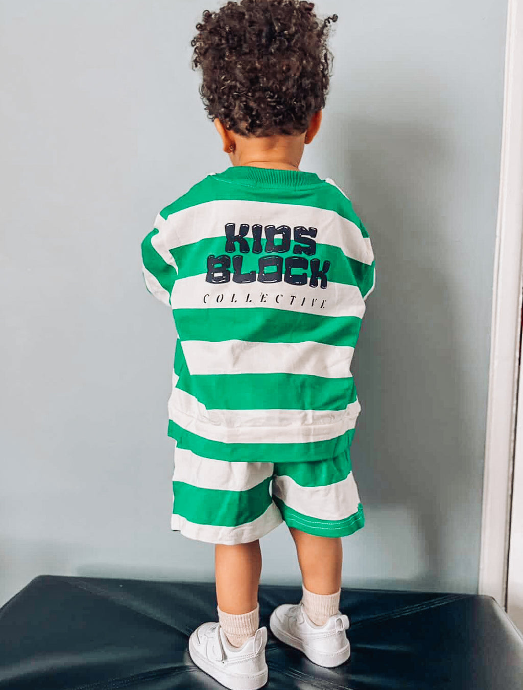 Green stripe jumper short set
