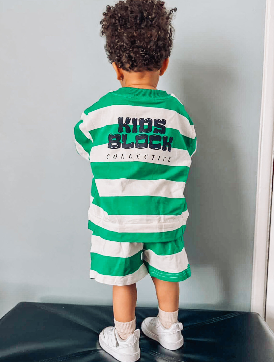 Green stripe jumper short set