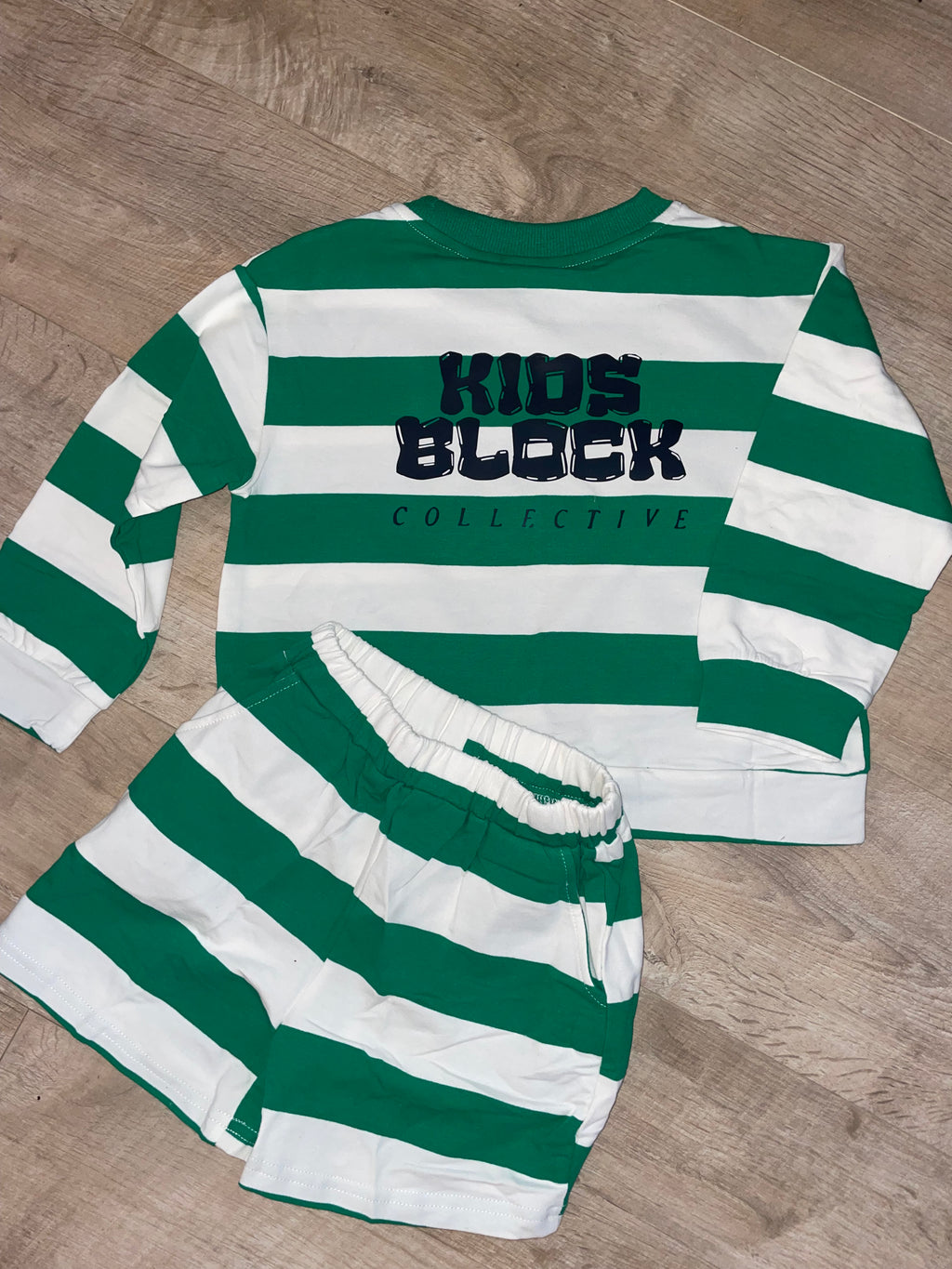 Green stripe jumper short set