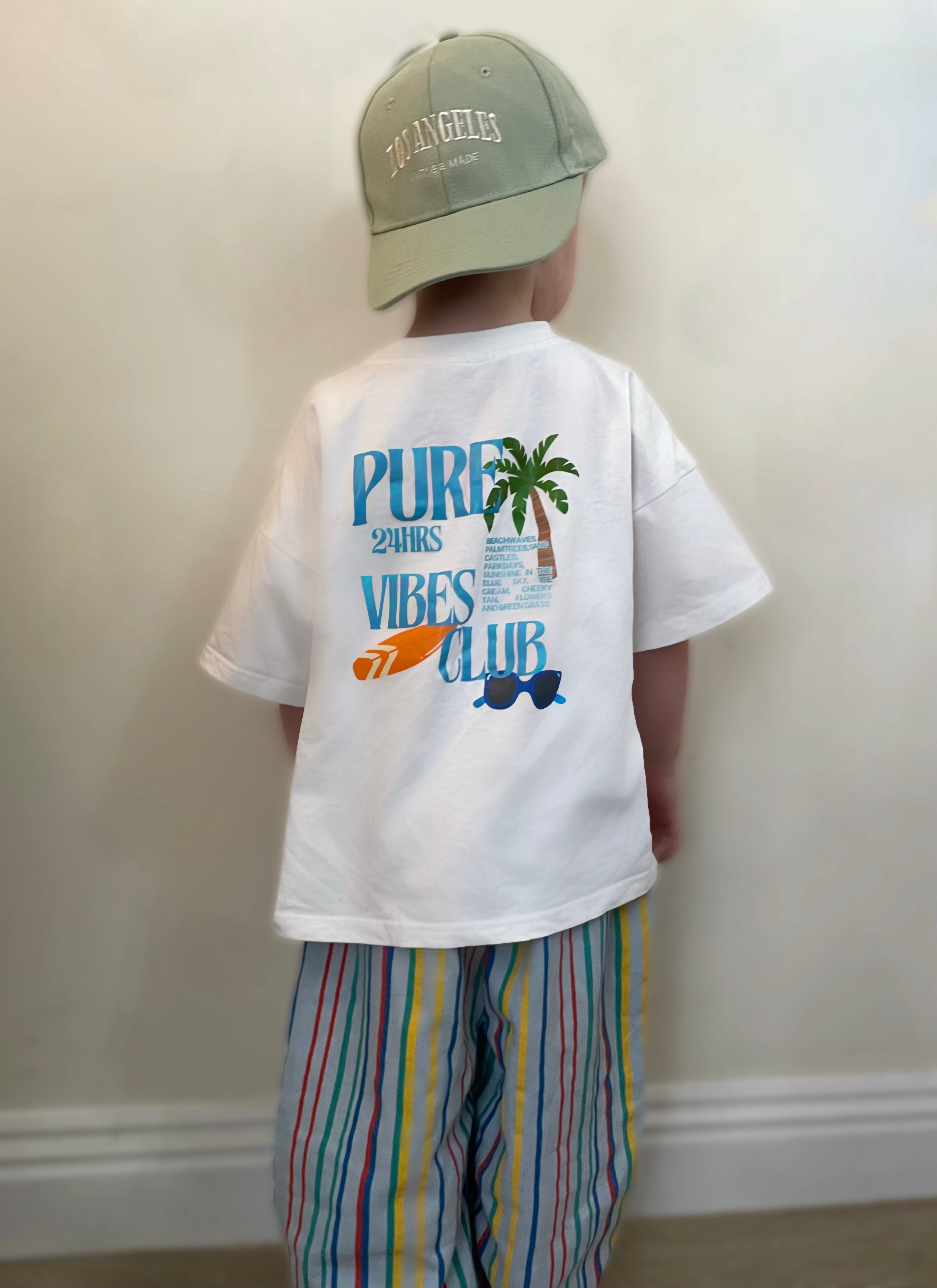 Pure vibes club summer drop shoulder oversized tee